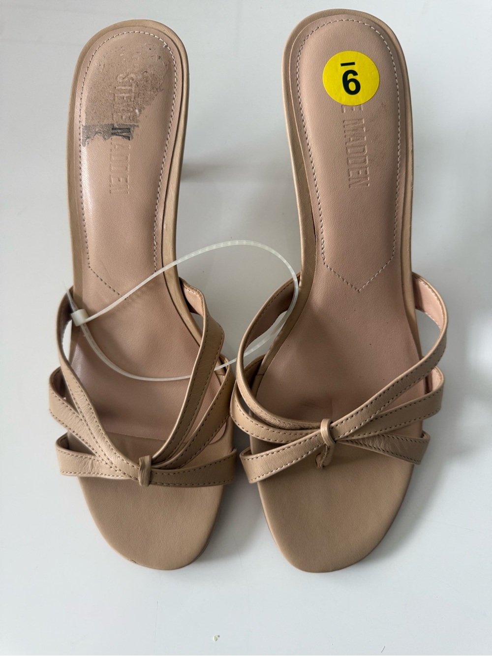 Steve Madden Beige Knotted Strap Slide Sandals